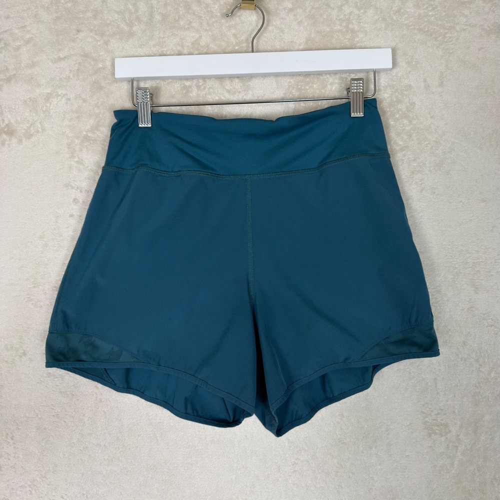 Rabbit Women Teal Blue Running Shorts Size Small Zipper Pocket Mesh Liner